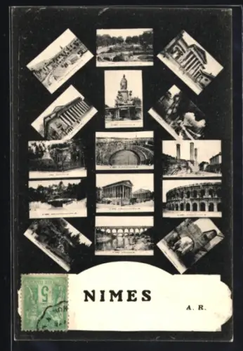AK Nimes, Le Théâtre, La Maison Carrée, Le Pont du Gard