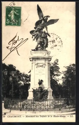AK Chaumont, Monument aux Enfants de la Haute-Marne