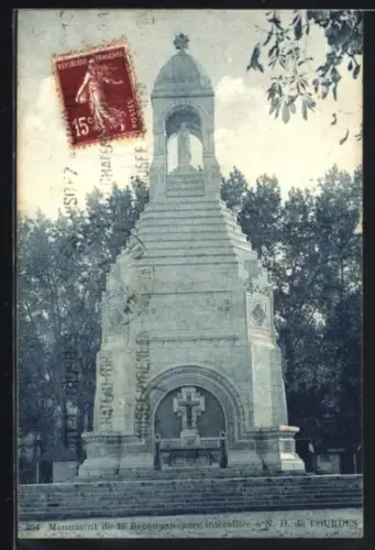 AK Lourdes, N. D. de Lourdes, Monument de la Reconnaissance interalliée