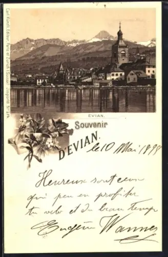 Lithographie Évian-les-Bains, Panorama