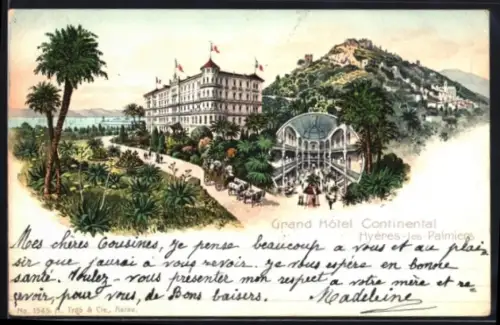 Lithographie Hyères-les-Palmiers, Grand Hôtel Continental