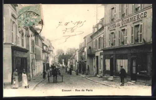 AK Ecouen, Rue de Paris, Hôtel du Commerce