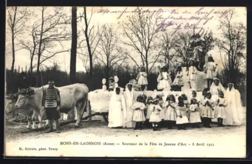 AK Mons-en-Laonnois /Aisne, La Fête de Jeanne d`Arc 1912