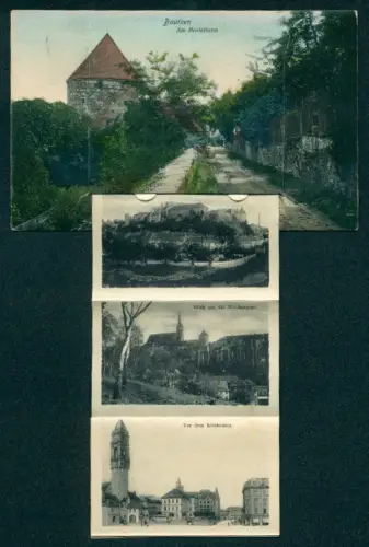 Leporello-AK Bautzen, Am Basteiturm, Nicolairuine, Reichenturm