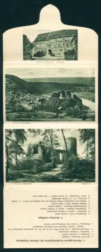 Leporello-AK Polle /Weser, Ortsansicht, Burgruine, Burghaus, Ortsansicht Prevörde