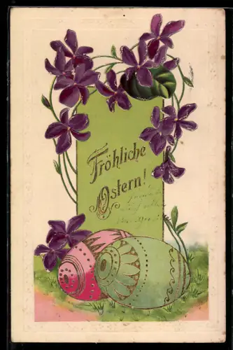 AK Veilchen und Ostereier, Ostergrüsse
