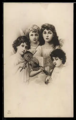 AK Engel musizieren mit Geige und Flöte