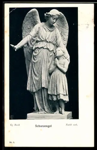 AK Schutzengel behütet kleines Mädchen