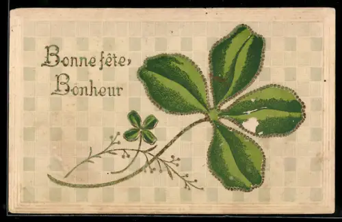 AK Namenstag, Kleeblatt mit Goldverzierung