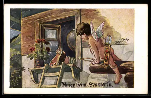 AK Amor beobachtet den verliebten Mann beim Fensterl`n