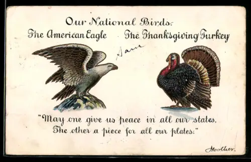 AK Truthahn und Adler als Nationalvögel der USA, Thanksgiving