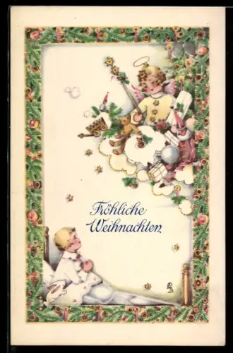 Künstler-AK Ernst Schob-Posch: Weihnachten, Christkind mit Gaben