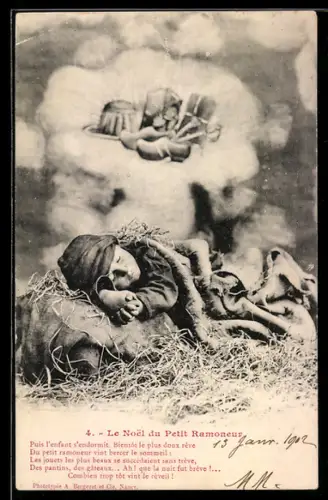 AK Le Noel du Petit Ramoneur, träumender Schornsteinfeger