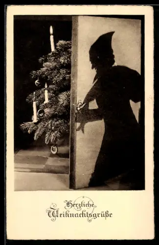 AK Schatten des Weihnachtsmannes an Heiligabend