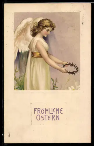 AK Osterengel mit einer Dornenkrone