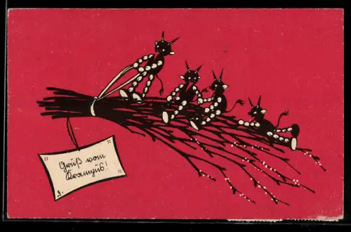 AK Krampuse reiten auf einer Rute