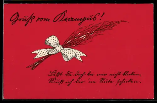 AK Grüsse vom Krampus!, Schleife um eine Rute gebunden