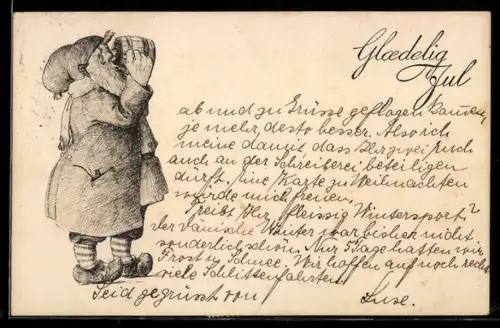 AK Weihnachtsmann trinkt Bier