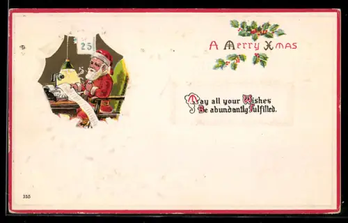 AK Weihnachtsmann liest ein Telegramm
