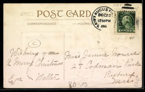 AK Weihnachtsmann liest ein Telegramm