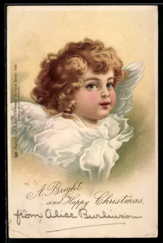 AK Weihnachtsengel im weissen Gewand