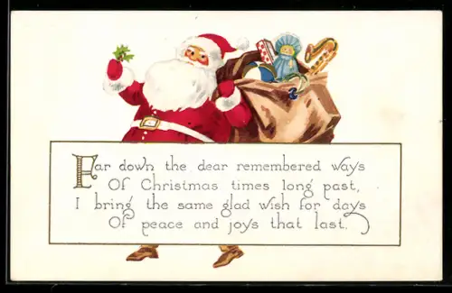AK Weihnachtsmann mit Geschenken