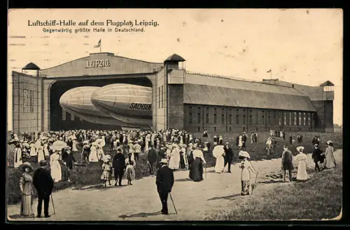 AK Leipzig, Zeppelin Sachsen in der Luftschiff-Halle