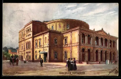 Künstler-AK Charles F. Flower: Karlsruhe, am Hoftheater