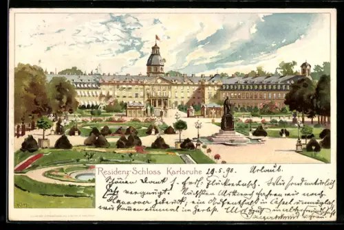 Künstler-AK Heinrich Kley: Karlsruhe, Residenzschloss