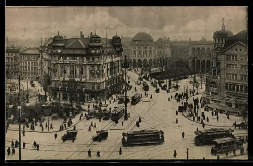 AK Berlin-Tiergarten, Strassenbahnen auf dem Potsdamer Platz