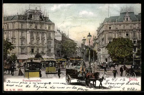AK Berlin-Tiergarten, Strassenbahn am Potsdamer Platz