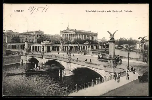 AK Berlin, Friedrichsbrücke und Nationalgalerie