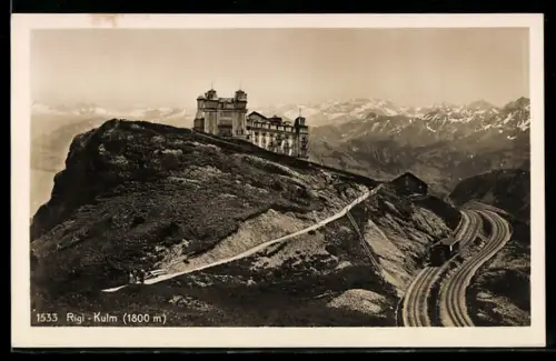 AK Rigi-Kulm, Bergbahn bei der Abfahrt
