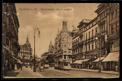 AK Frankfurt a. M., Strassenbahnen in der Kaiserstrasse