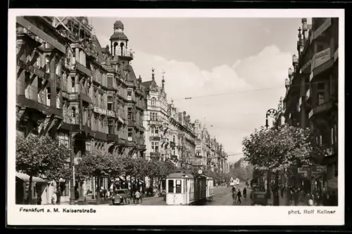 AK Frankfurt, Strassenbahn in der Kaiserstrasse