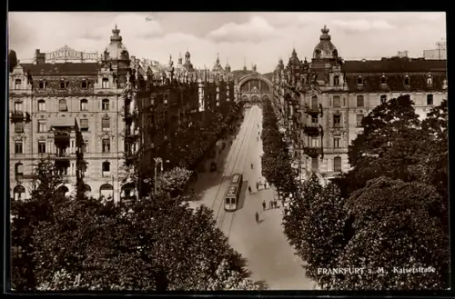 AK Frankfurt /Main, Strassenbahn in Kaiserstrasse