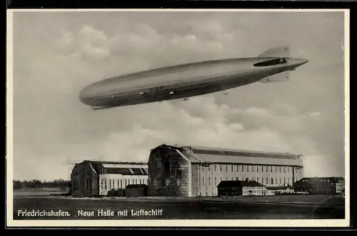 AK Friedrichshafen, Neue Halle mit Luftschiff LZ 127, Zeppelin