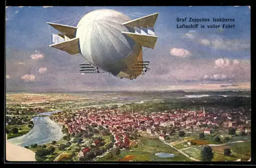 AK Graf Zeppelins Luftschiff in voller Fahrt
