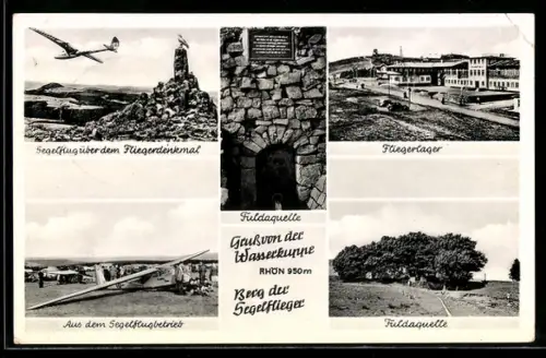 AK Wasserkuppe, Berg der Segelflieger, Fliegerlager, Fuldaquelle