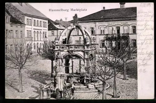 Relief-AK Hammelburg, Marktplatz mit Hotel zur Post und Denkmal aus der Vogelschau
