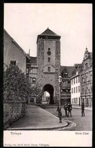 Relief-AK Villingen, Rieth-Thor mit Strasse u. Durchblick