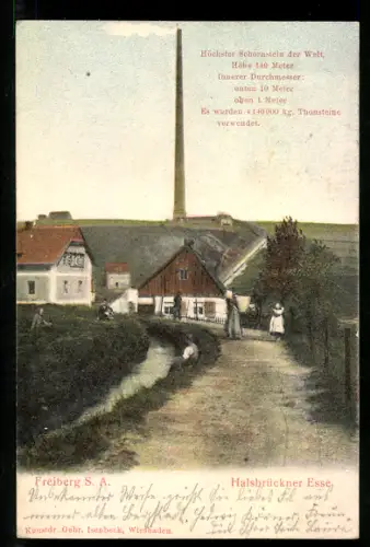 Relief-AK Freiberg /S. A., Halsbrückner Esse, mit Strasse und Graben