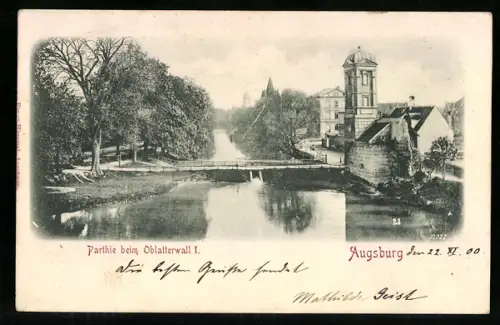 Relief-AK Augsburg, Partie beim Oblatterwall I.