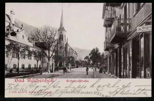 AK Bad Reichenhall, Bahnhofstrasse mit Passanten