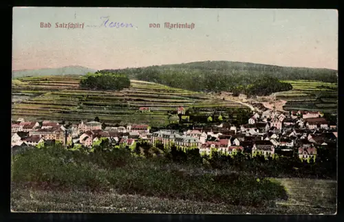 Relief-AK Bad Salzschlirf, Teilansicht von Marienlust aus