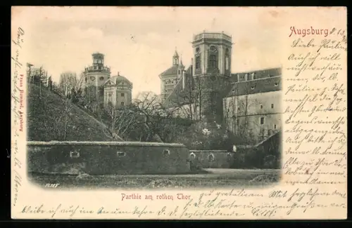 Relief-AK Augsburg, Partie am roten Tor
