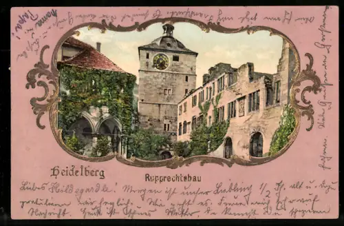 AK Heidelberg, Rupprechtbau im goldenen Rahmen