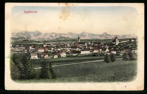 Relief-AK Kaufbeuren, Teilansicht mit Kirche