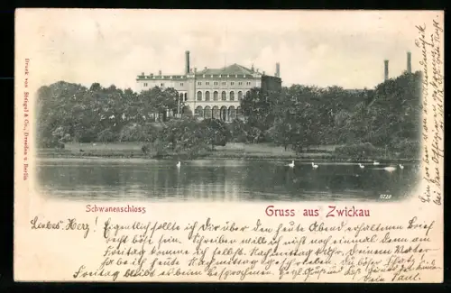 Relief-AK Zwickau, Schwanenschloss