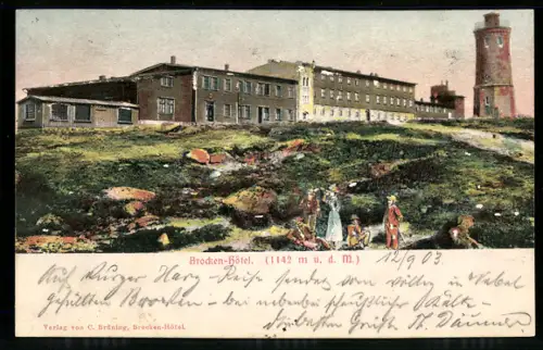 Relief-AK Thale /Harz, Brocken-Hotel mit Aussichtsturm